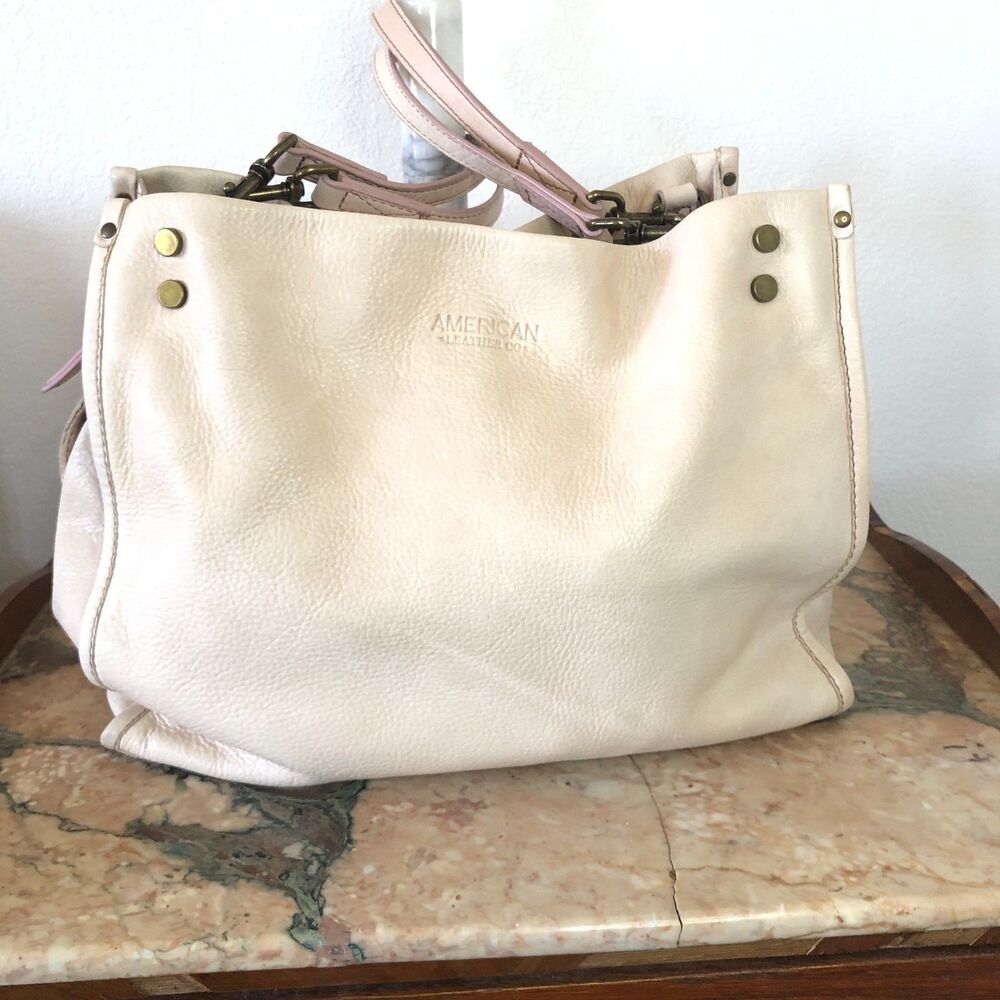 American Leather Co Blushing Pink Beige Shoulder Purse.